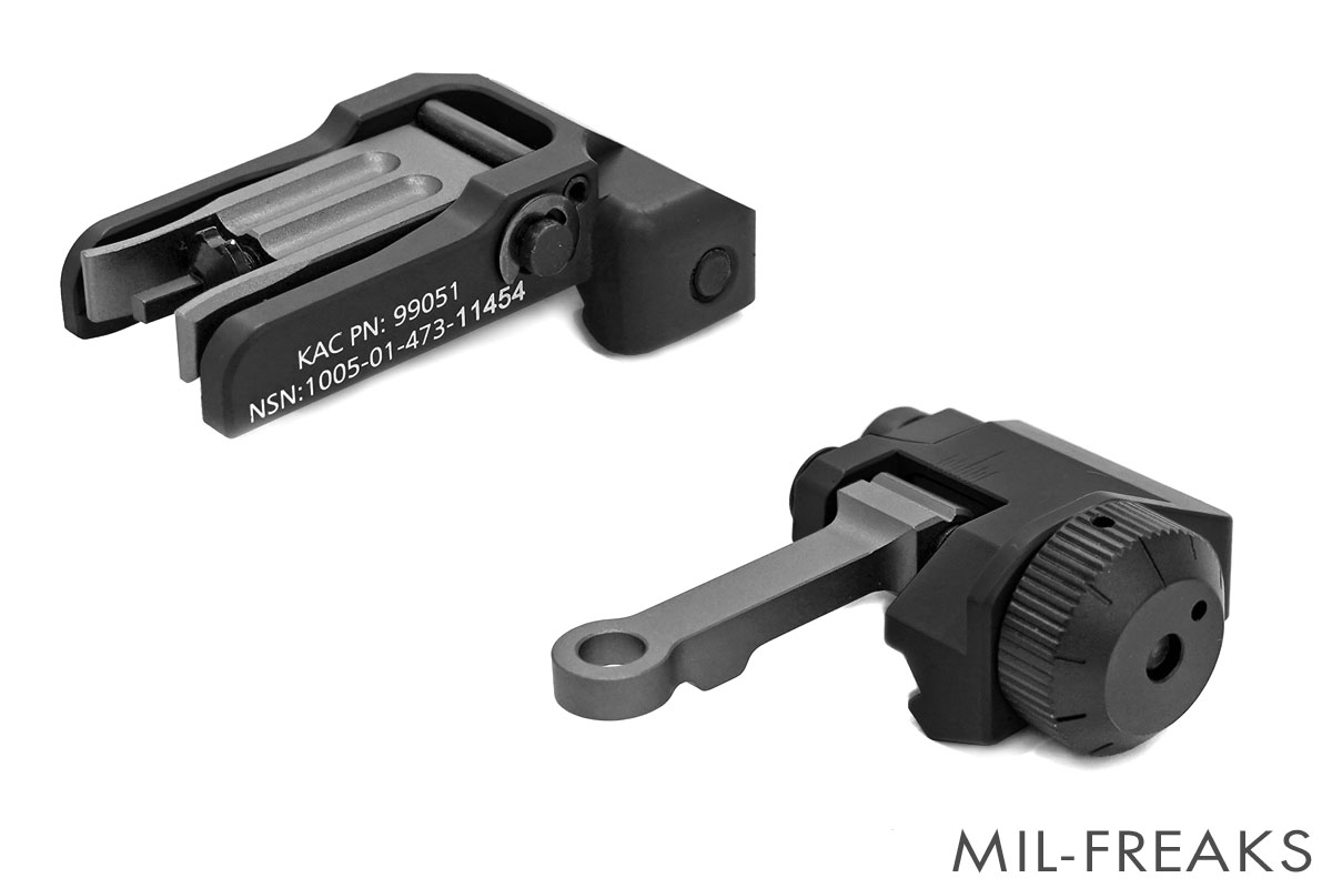 SAA Knight'sタイプ KAC M4/MK18 Folding フリップアップ アイアンサイト フロント/リア セット ブラック