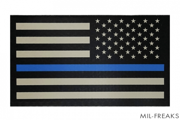 BritKitUSA US アメリカ国旗 IR パッチ Law Enforcement "Thin Blue line" 右星