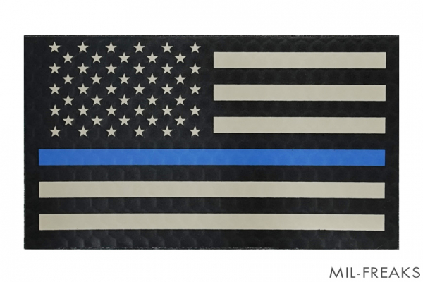 BritKitUSA US アメリカ国旗 IR パッチ Law Enforcement "Thin Blue line" 左星