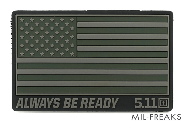 5.11 Tactical US アメリカ国旗 "ALWAYS BE READY" PVCパッチ オリーブ